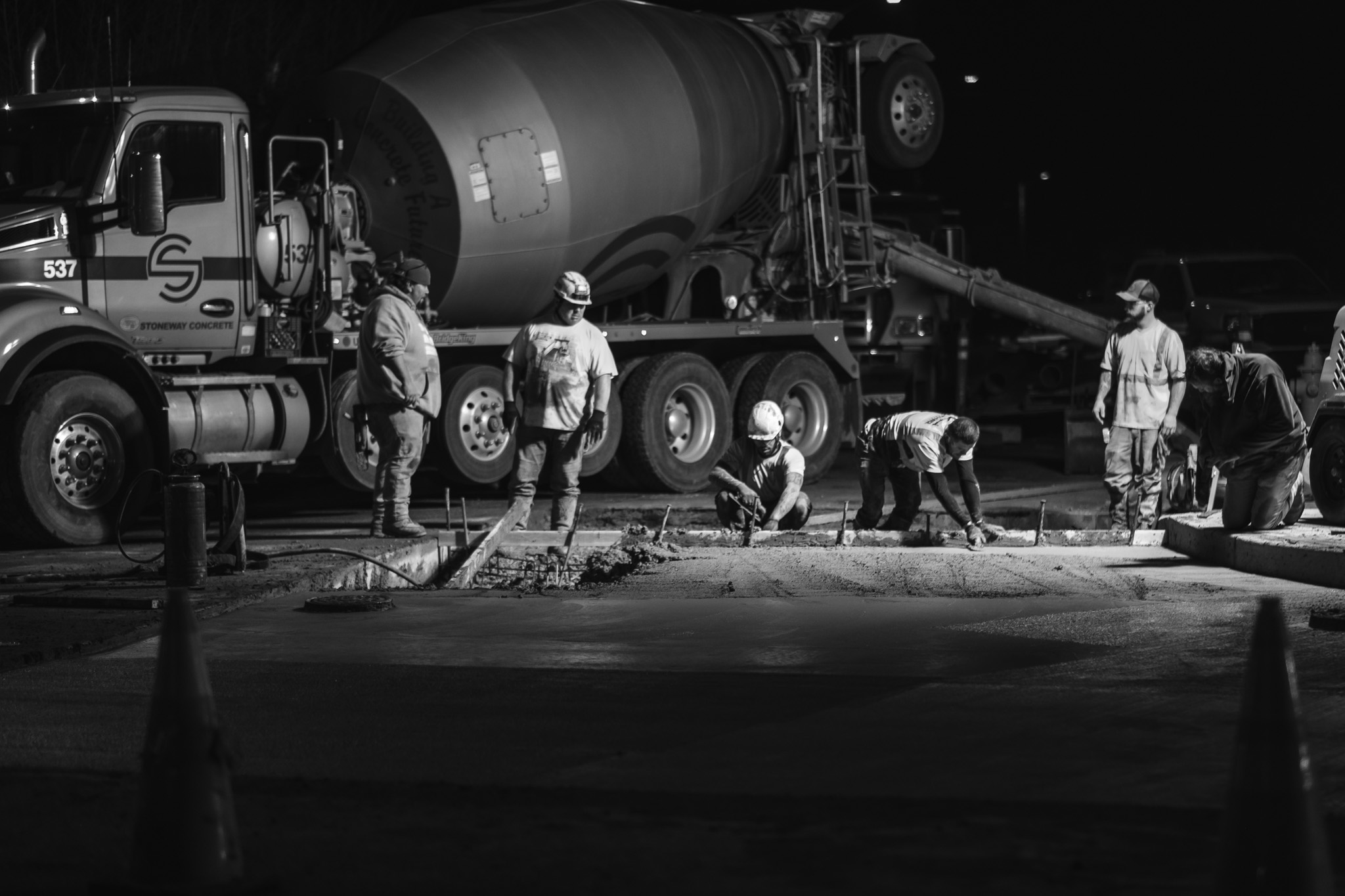Construction Workers at Night