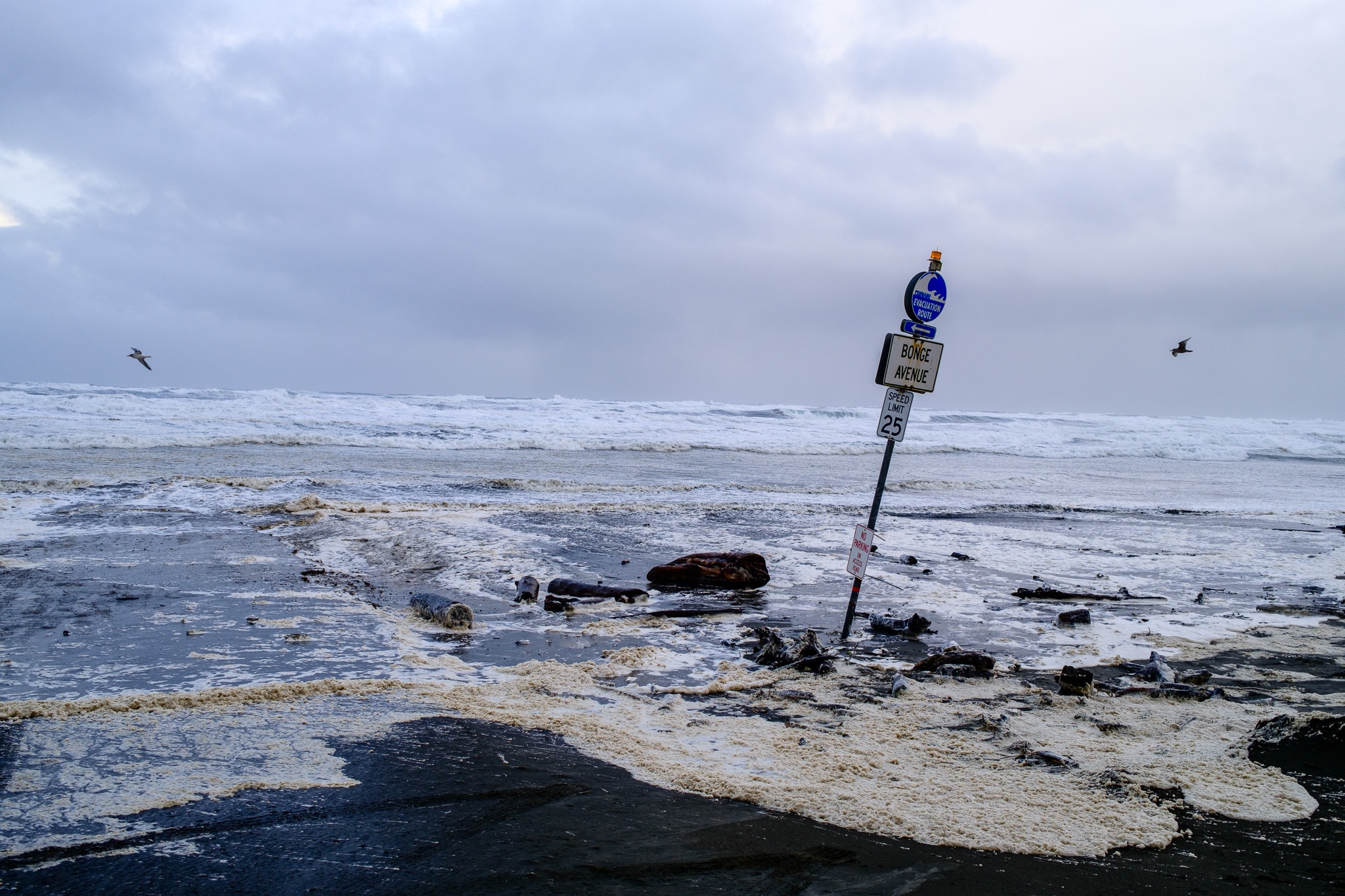 Crashing Waves on Dark Ocean