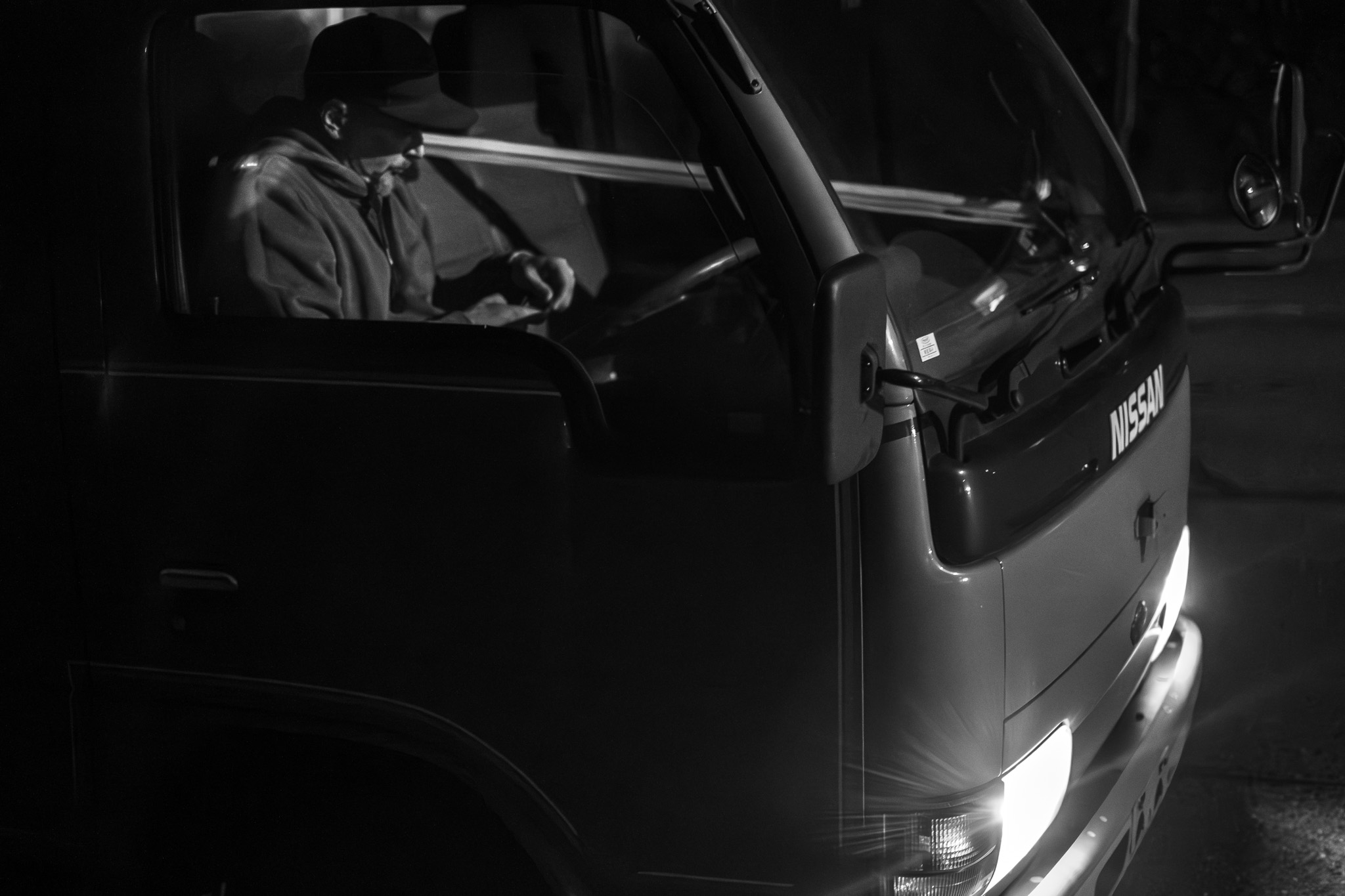 Nighttime Truck Reflections