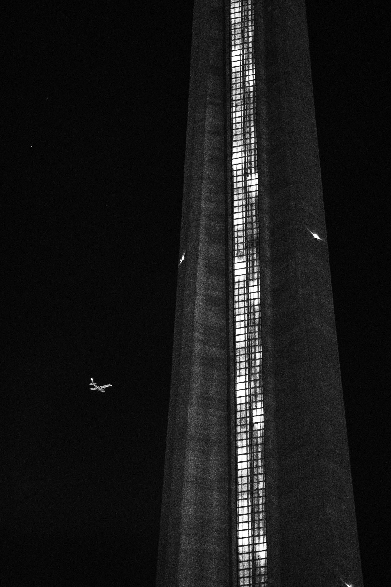 Sunlit Tower at Night