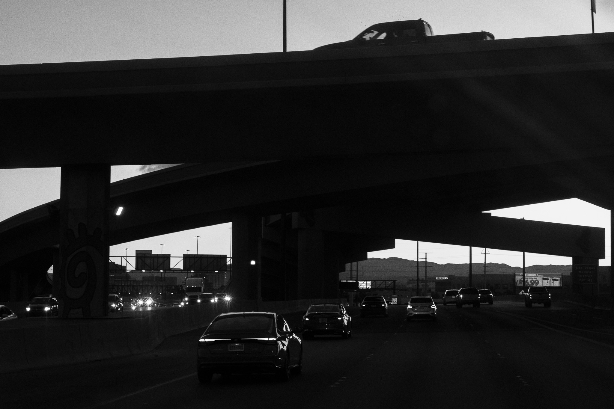 Highway Scene at Sunset
