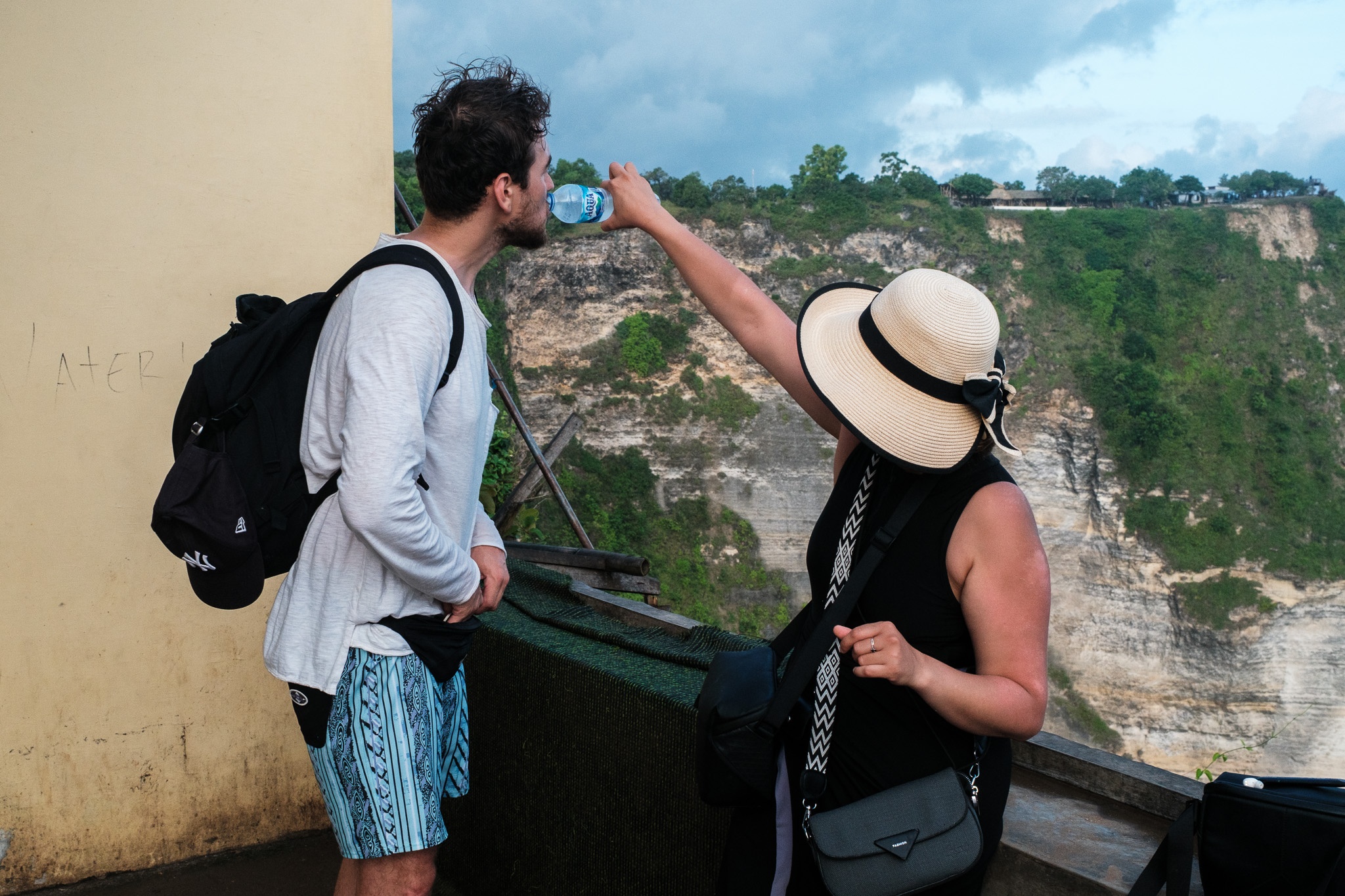 Refreshing Moment at the Cliff