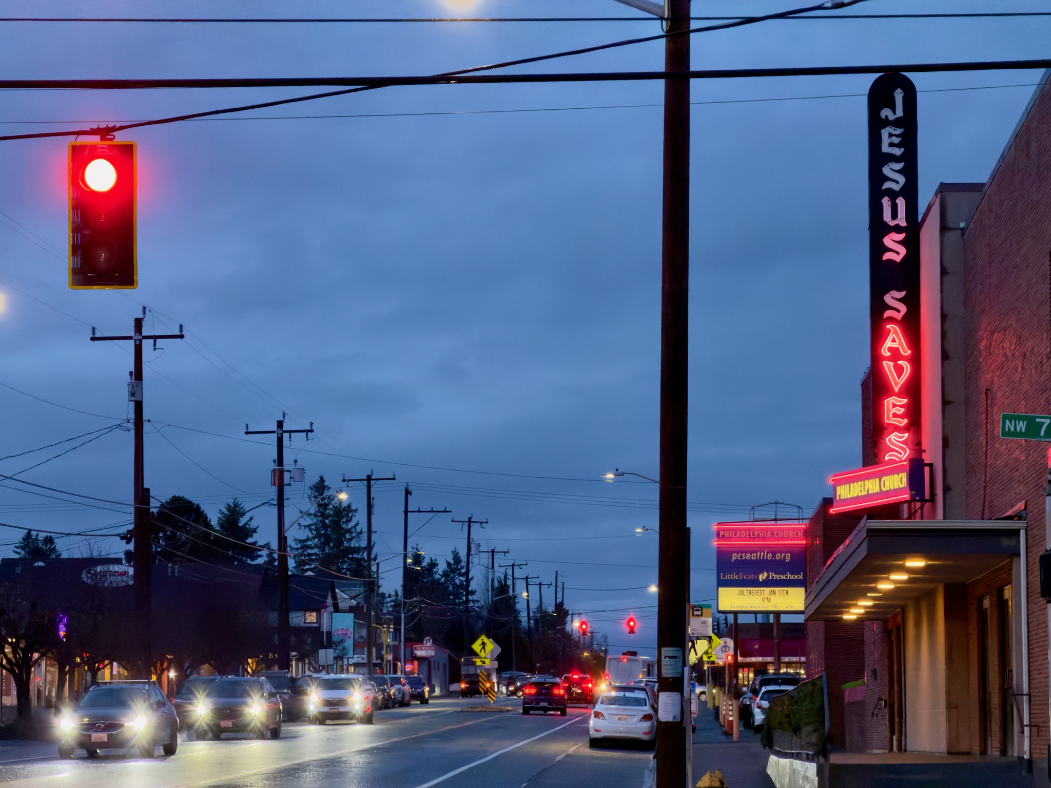 Urban Dusk: Faith and Traffic