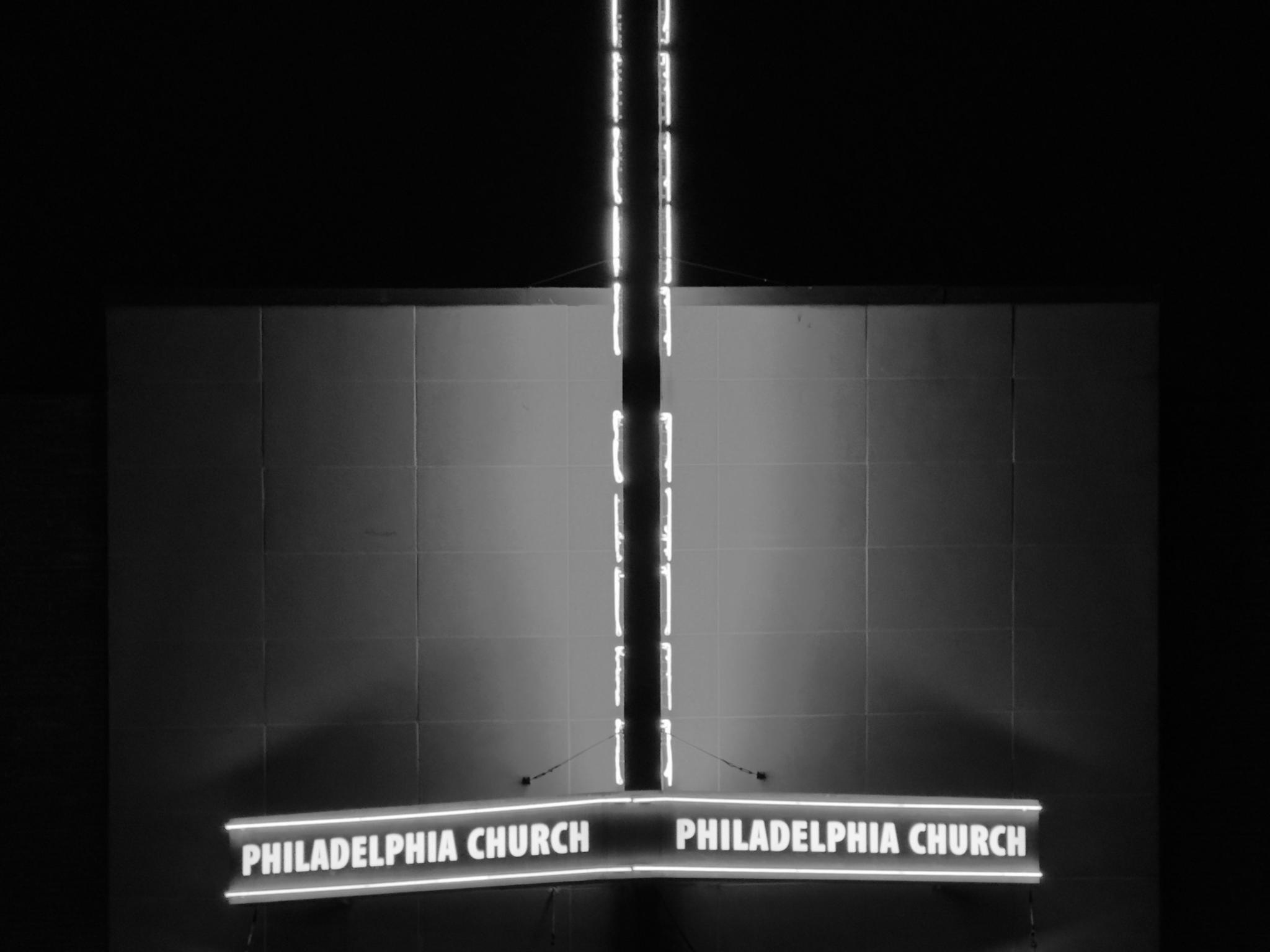 Philadelphia Church Sign in Light