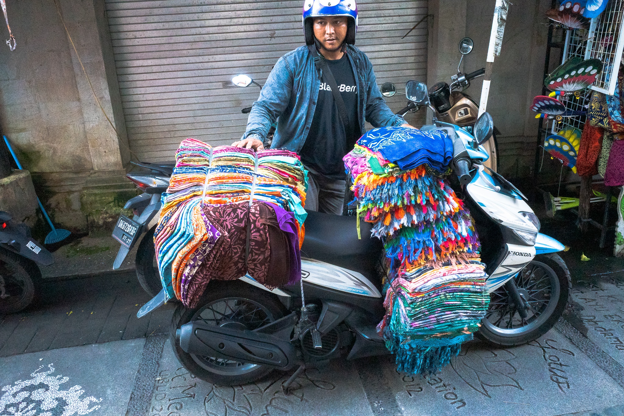 Textile Trader on Motorcycle